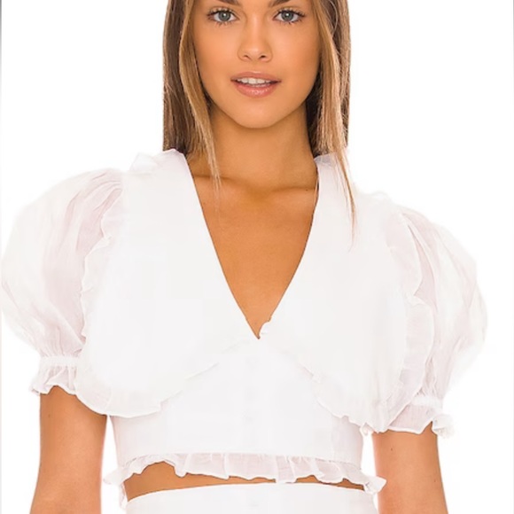 Joslin sustain lulu crop top ruffled trim linen crop top - Picture 1 of 4